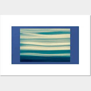 Blue tones on coastal abstract wavy clouds over horizon Posters and Art